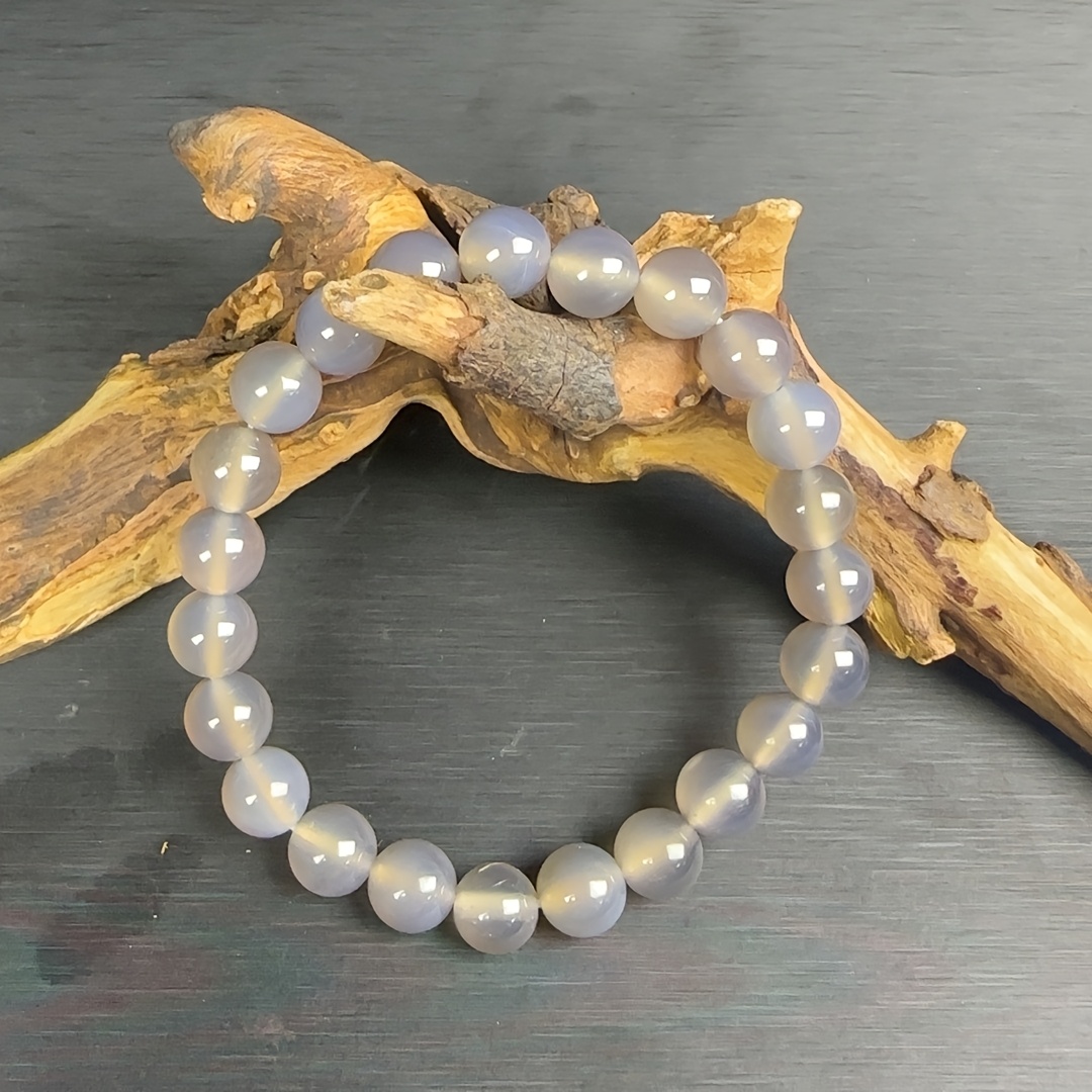 Gray Purple Agate Bracelet Chalcedony Jewelry for Women
